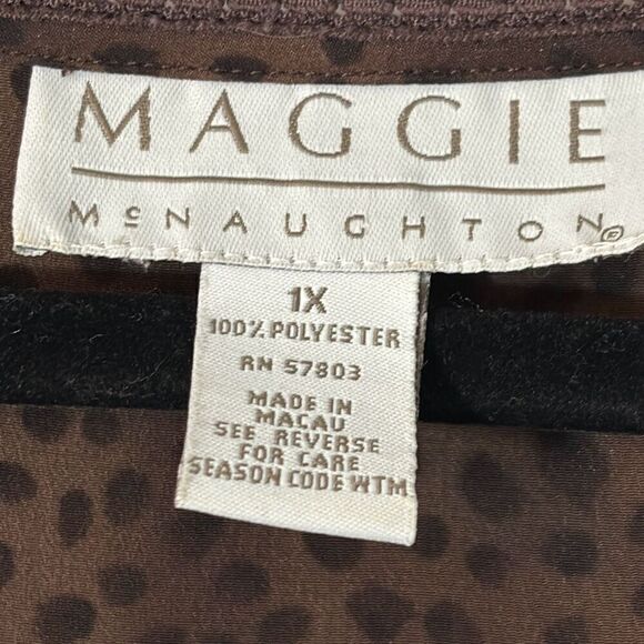 Maggie McNaughton dark brown leopard animal print column maxi dress 1X - Picture 11 of 12